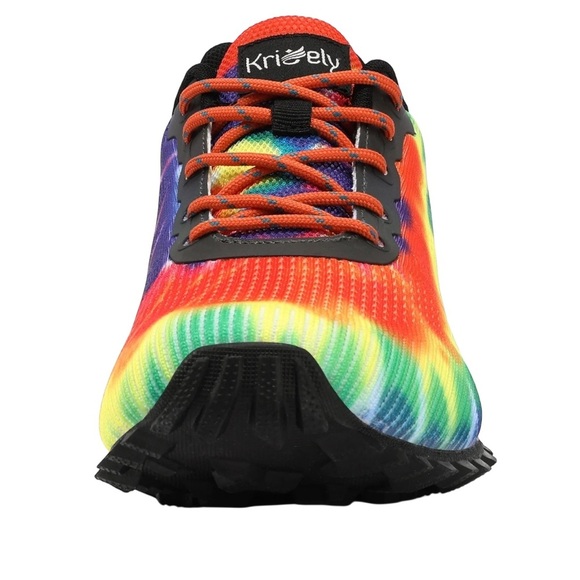 Kricely Trail Running Shoes Mens 14 Tie Dye Rainbow Hiking Tennis Pride Sneakers - Picture 3 of 5